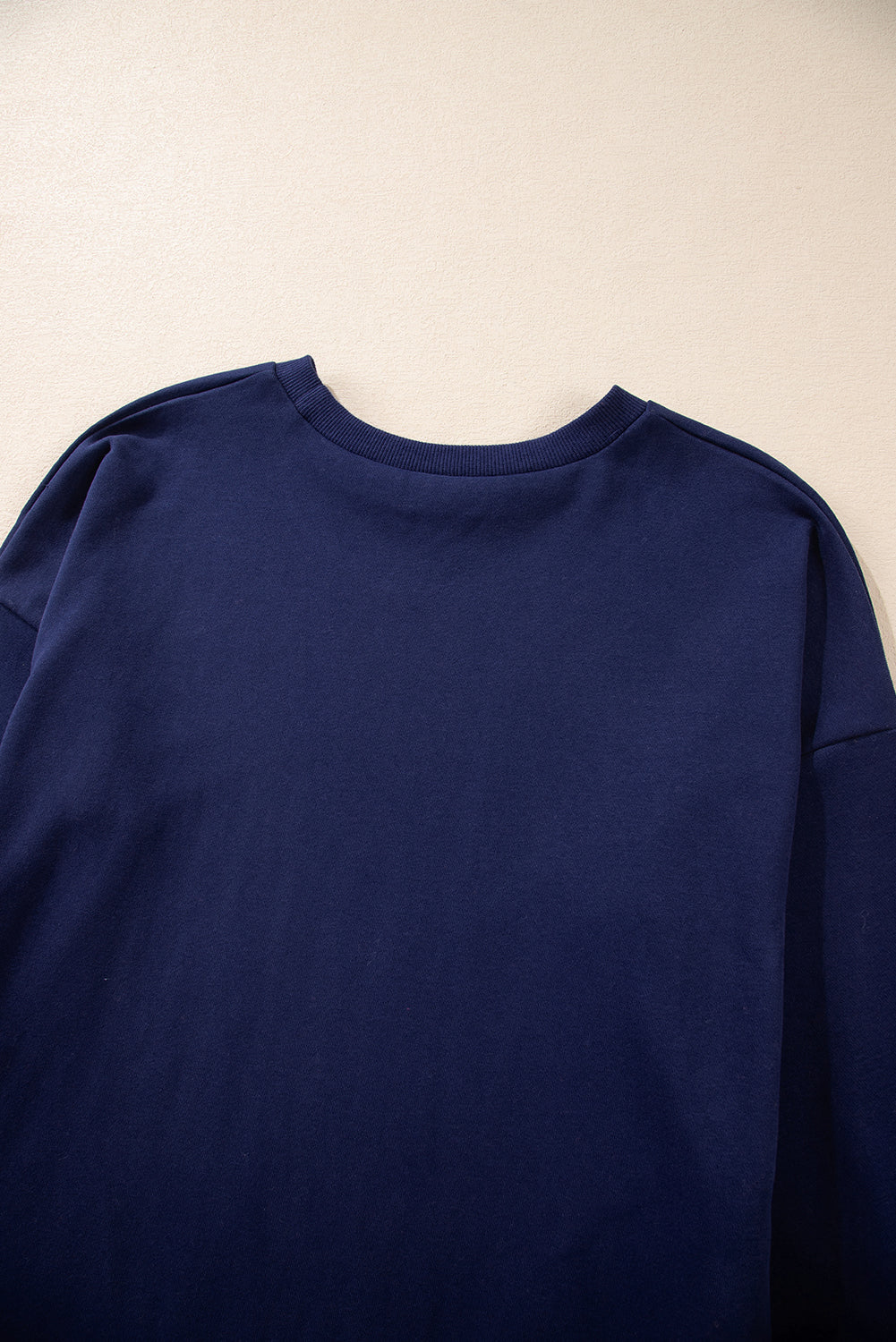 Navy Blue Solid O Neck High Low Hem Pullover Sweatshirt Sweatshirts & Hoodies JT's Designer Fashion