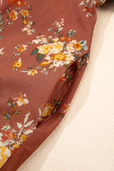 Red Floral Puff Sleeve Square Neck Knot Open Back Mini Dress Mini Dresses JT's Designer Fashion