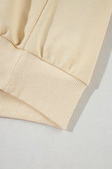 Beige Buttoned Sleeve Dropped Shoulder Sweatshirt Sweatshirts & Hoodies JT's Designer Fashion