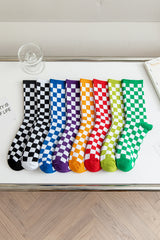 Tillandsia Purple Checkerboard Print Tube Socks Socks JT's Designer Fashion