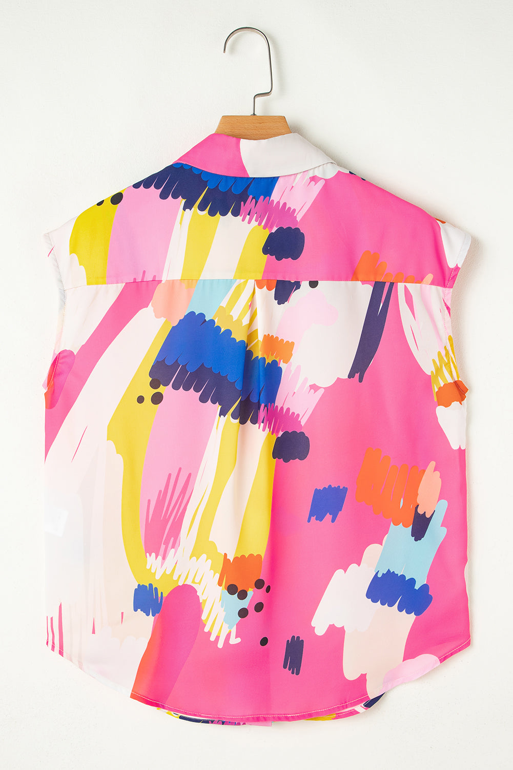 Multicolour Abstract Print Collared Cap Sleeve Casual Shirt Blouses & Shirts JT's Designer Fashion