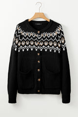 Black Western Fashion Abstract Printed Cardigan Sweater Cardigans JT's Designer Fashion