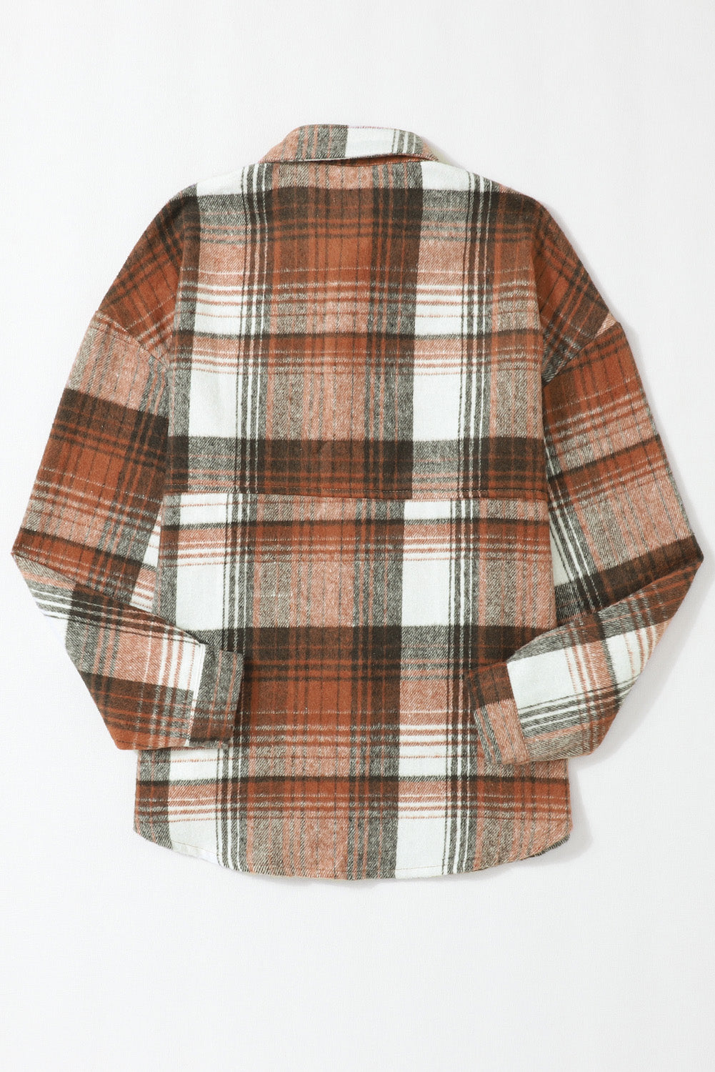Brown Plaid Flap Pockets Shacket Plaid Shackets JT's Designer Fashion