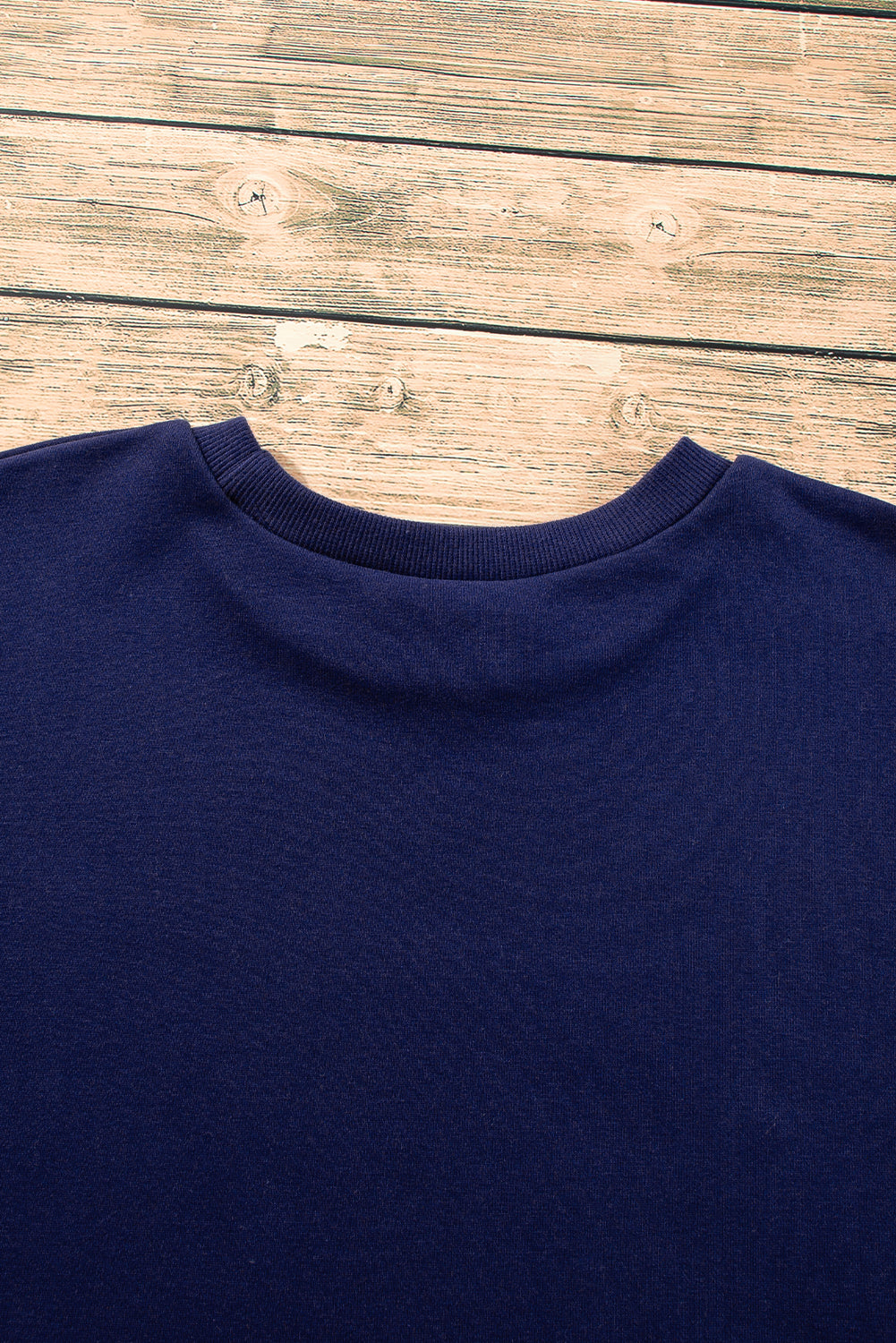 Navy Blue Solid Fleece Lined Drop Shoulder High Low Sweatshirt Sweatshirts & Hoodies JT's Designer Fashion