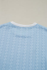 Beau Blue Textured Colorblock Edge Tank Top High Waist Pants Set Pant Sets JT's Designer Fashion