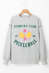 Light Grey COUNTRY CLUB PICKLEBALL Graphic Exposed Stitching Casual Sweatshirt Sweatshirts & Hoodies JT's Designer Fashion