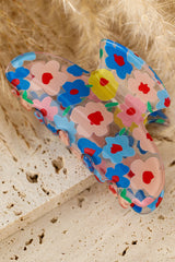Light Blue Vibrant Flower Print Transparent PVC Hair Clip Headwear JT's Designer Fashion