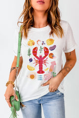White Crawfish Food Ingredient Graphic Crewneck Tee Graphic Tees JT's Designer Fashion