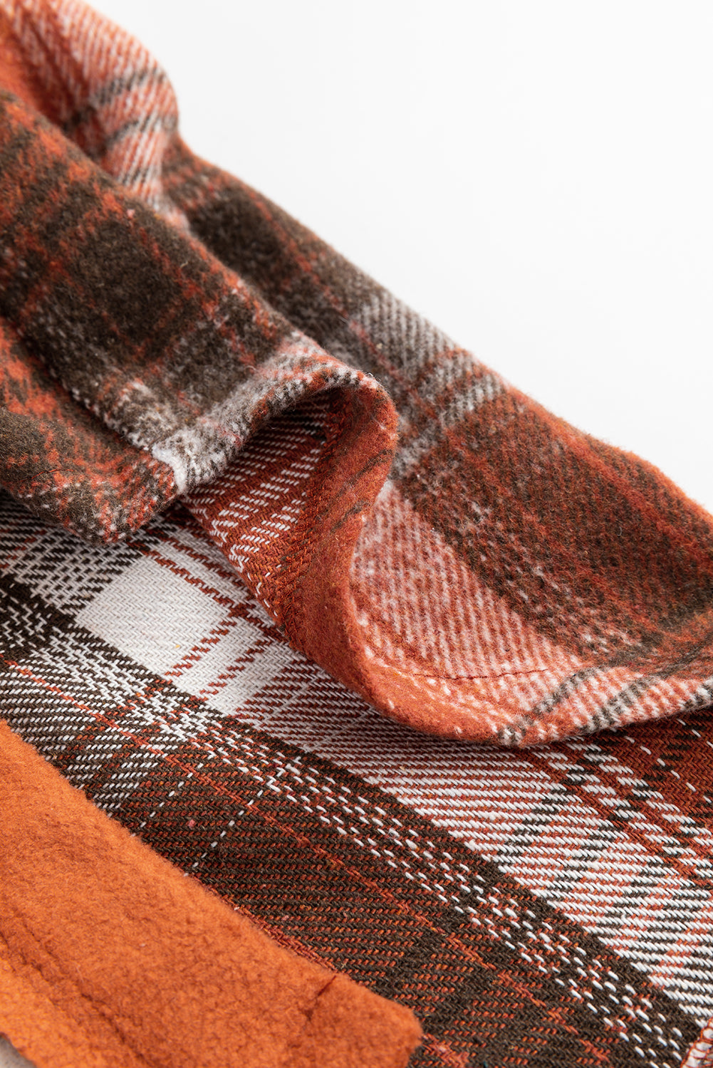 Khaki Colorblock Plaid Pattern Flap Pockets Buttoned Shacket Plaid Shackets JT's Designer Fashion