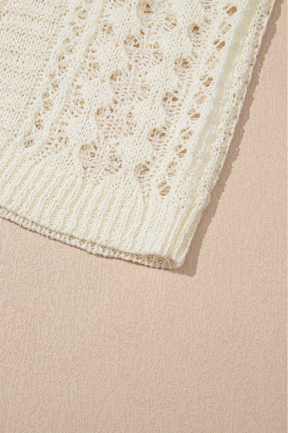 White Hollow Out Knit Bracelet Sleeve Drop Shoulder Sweater Sweaters JT's Designer Fashion