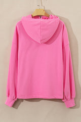 Bonbon Solid Kangaroo Pocket Half Zipper Oversized Hoodie Sweatshirts & Hoodies JT's Designer Fashion