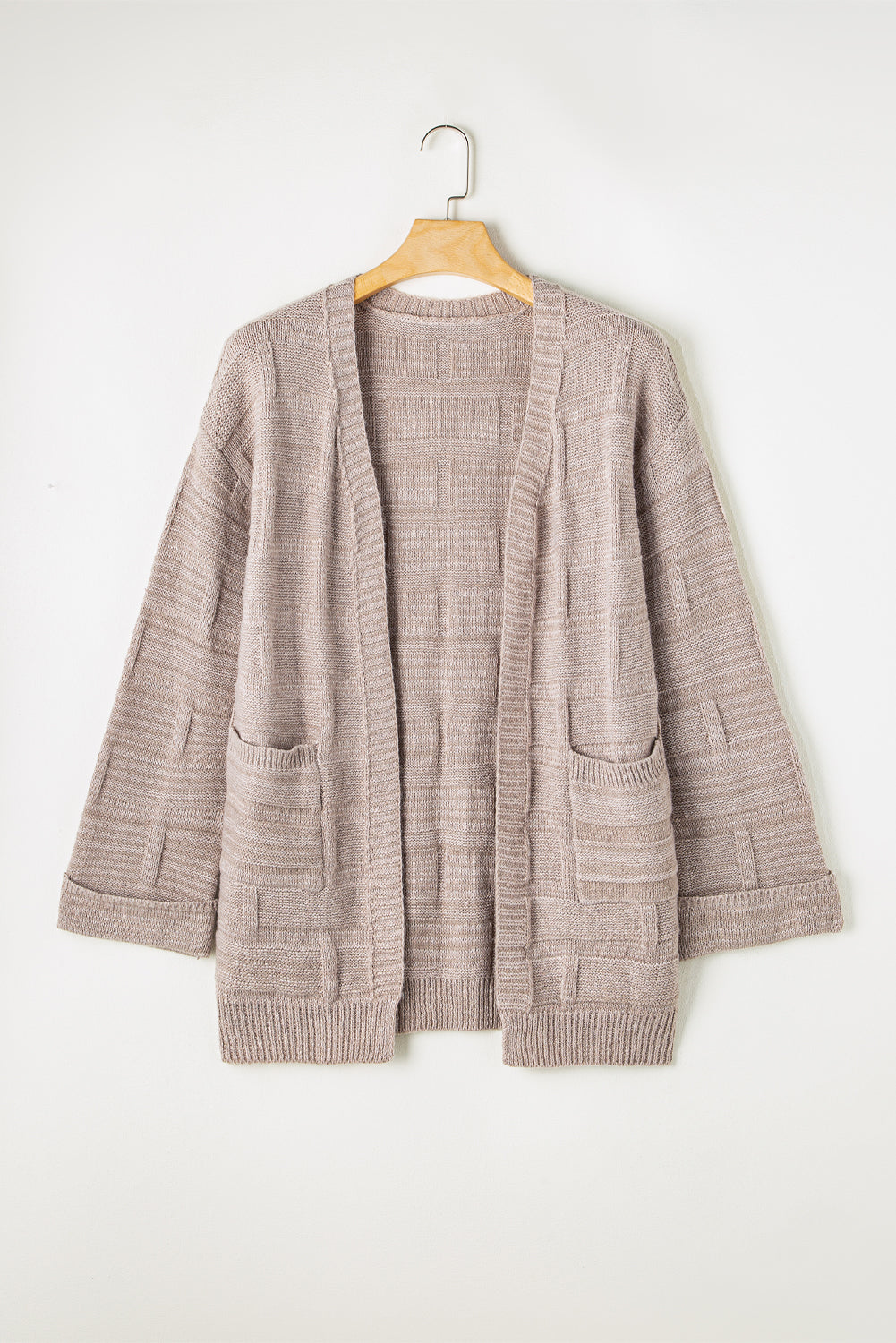 Delicacy Textured Knit Open Front Chic Cardigan with Pockets Cardigans JT's Designer Fashion