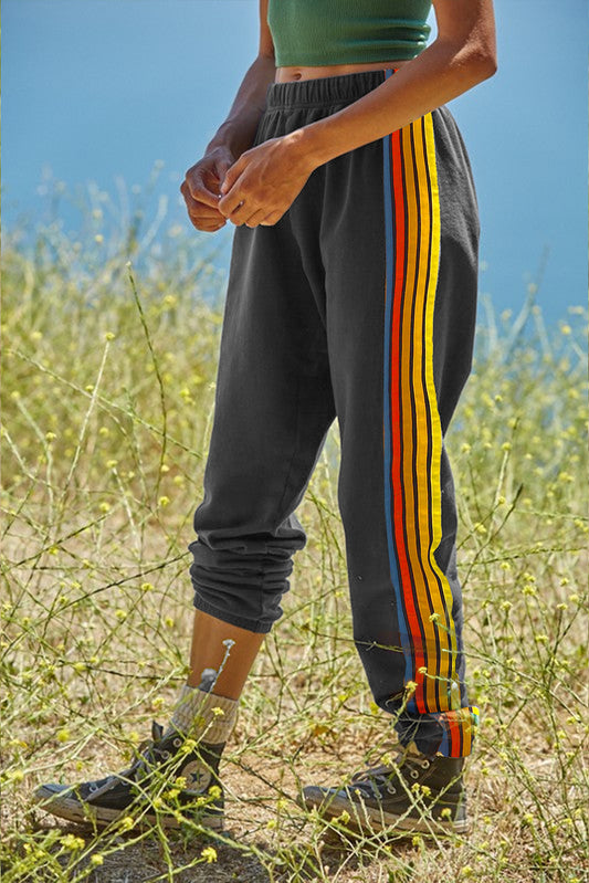 Dark Grey Counting Rainbows High Waist Sweatpants Pants & Culotte JT's Designer Fashion