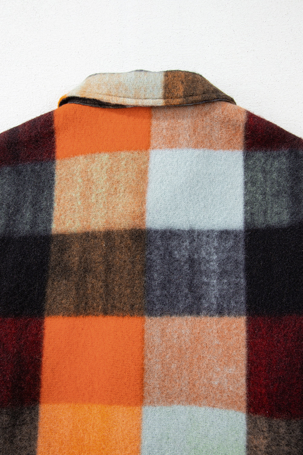 Orange Plaid Print Flap Pocket Long Jacket Jackets JT's Designer Fashion