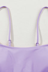 Orchid Petal Striped Patchwork Spaghetti Strap High Waist Bikini Swimsuit High Waisted Swimsuit JT's Designer Fashion
