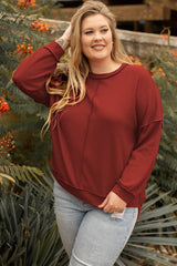 Gold Flame Exposed Seam Detail Waffle Knit Plus Top Plus Size JT's Designer Fashion
