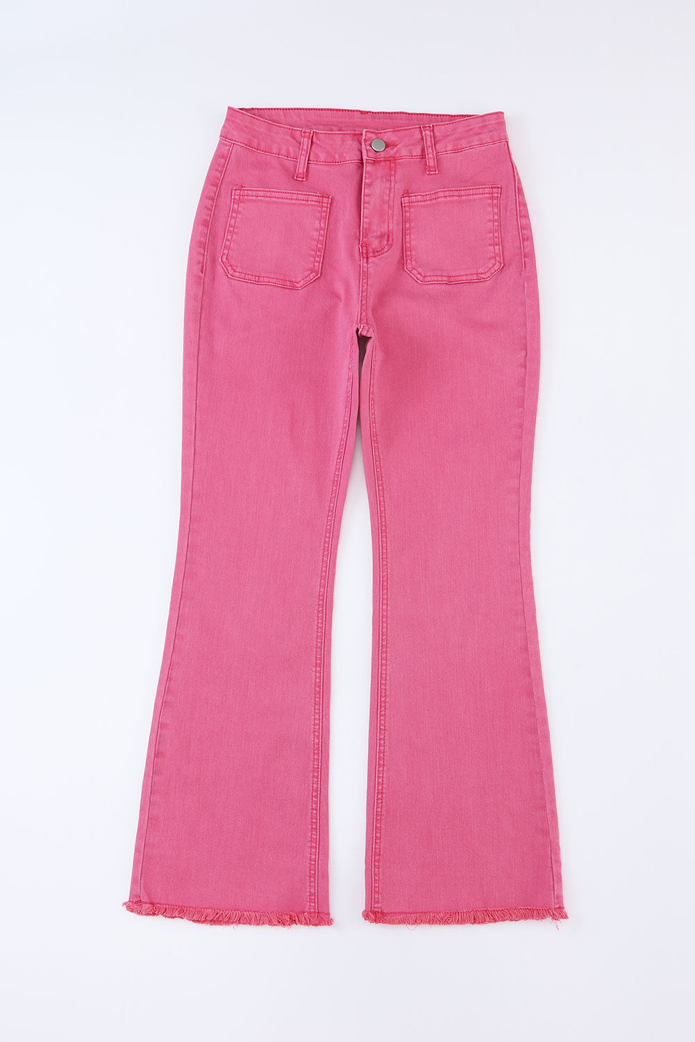 Pink Ankle-length Flare Leg Raw Hem Jeans Jeans JT's Designer Fashion