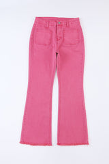 Pink Ankle-length Flare Leg Raw Hem Jeans Jeans JT's Designer Fashion
