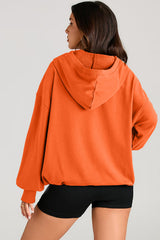 Orange Solid Kangaroo Pocket Half Zipper Oversized Hoodie Sweatshirts & Hoodies JT's Designer Fashion