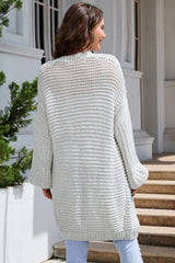Gray Chunky Oversize Knit Drop Shoulder Puff Sleeve Cardigan Cardigans JT's Designer Fashion