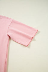 Apricot Pink Half Sleeve T-Shirt & Cargo Sweatpants Set Pant Sets JT's Designer Fashion