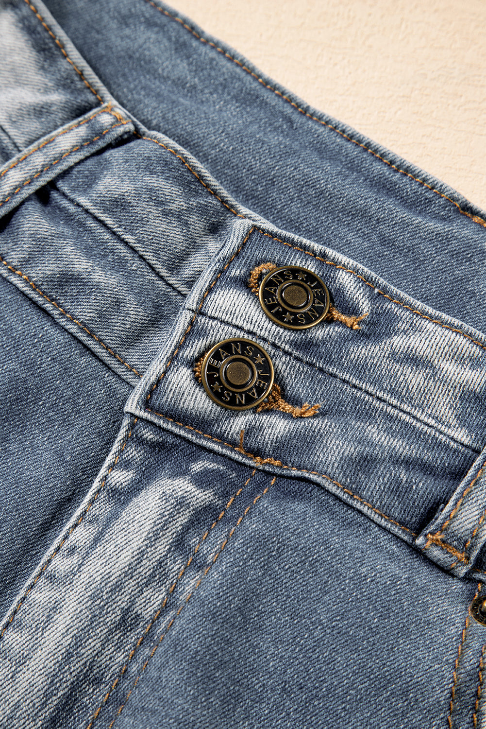 Dusk Blue Vintage Light Wash Ripped Raw Edge Flare Jeans Jeans JT's Designer Fashion