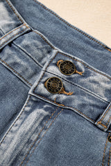 Dusk Blue Vintage Light Wash Ripped Raw Edge Flare Jeans Jeans JT's Designer Fashion