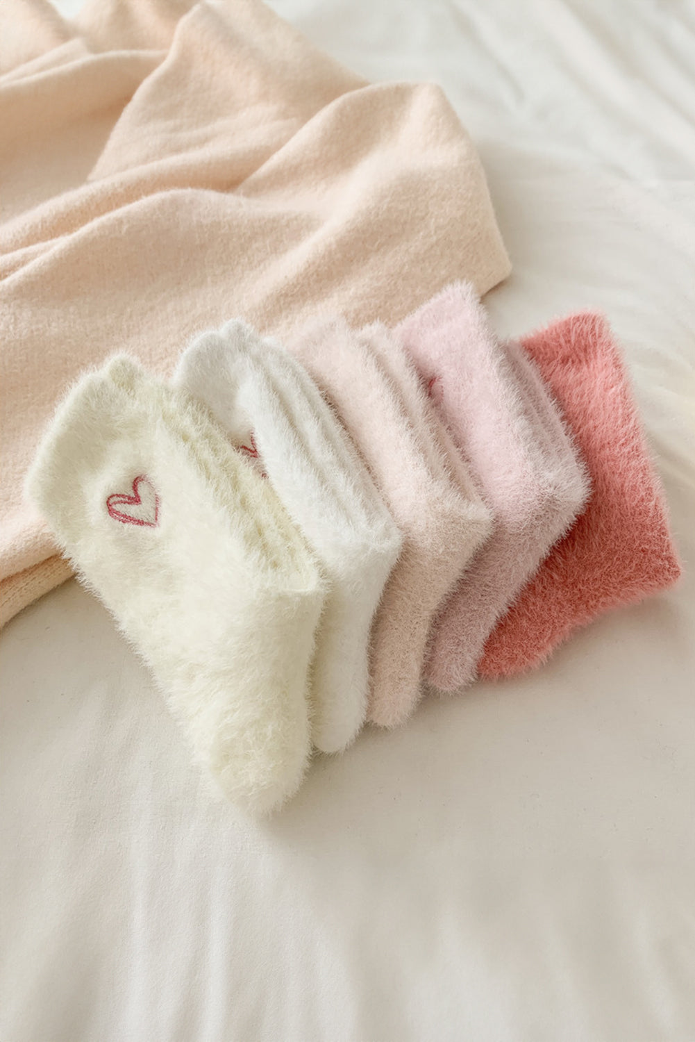 White Heart Embroidered Soft Thick Crew Socks Socks JT's Designer Fashion