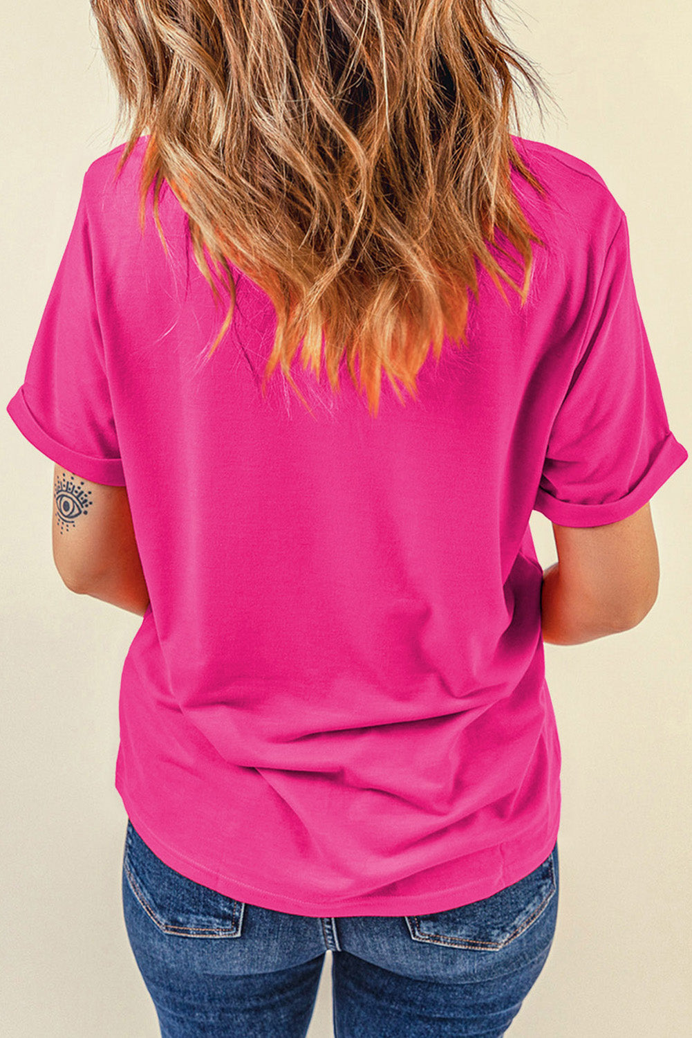 Rose Red NASHVILLE Rhinestone Crew Neck Graphic Tee Graphic Tees JT's Designer Fashion