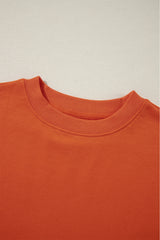 Orange Plain Drop Shoulder Crewneck Pullover Sweatshirt Sweatshirts & Hoodies JT's Designer Fashion