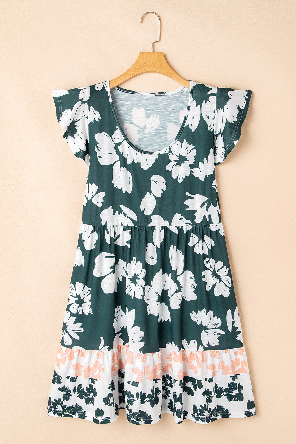 Floral Print Ruffle Sleeve Empire Waist Mini Dress Mini Dresses JT's Designer Fashion