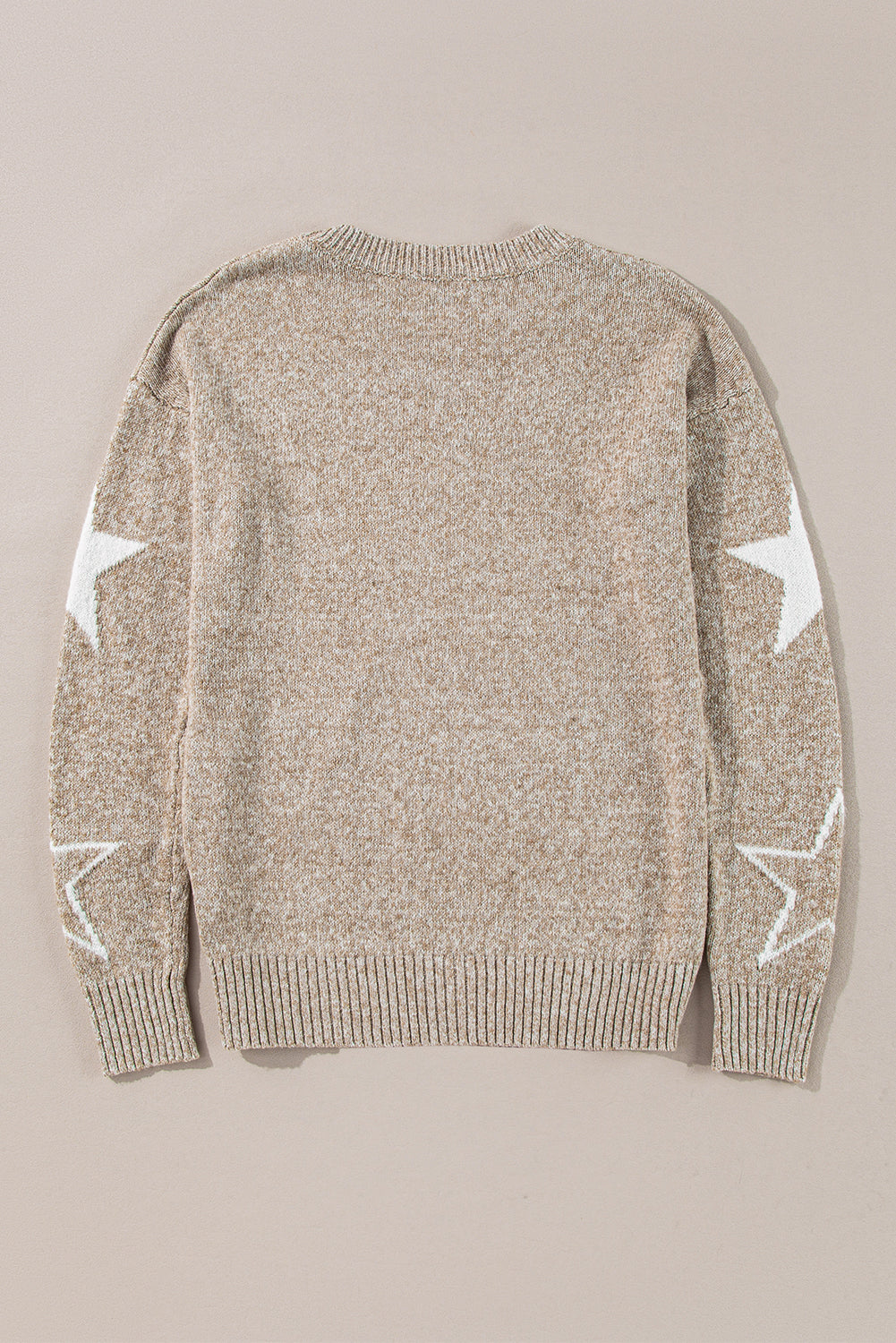 Khaki Star Pattern Drop Shoulder Sweater Sweaters JT's Designer Fashion
