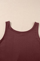 Red Dahlia Solid Color Ribbed Ruffle Tank Top and Pants Set Pant Sets JT's Designer Fashion