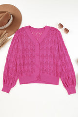 Rose Lightweight Buttoned Front Crochet Cardigan Cardigans JT's Designer Fashion