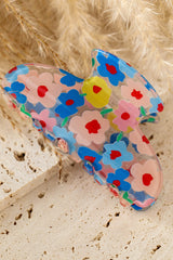 Light Blue Vibrant Flower Print Transparent PVC Hair Clip Headwear JT's Designer Fashion