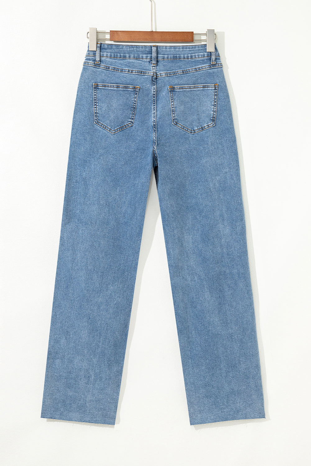 Blue Mid Rise Asymmetrical Waist Wide Leg Jeans Jeans JT's Designer Fashion
