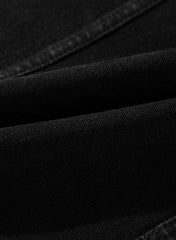 Black Side Pockets Lapel Collar Denim Jacket Denim Jackets JT's Designer Fashion