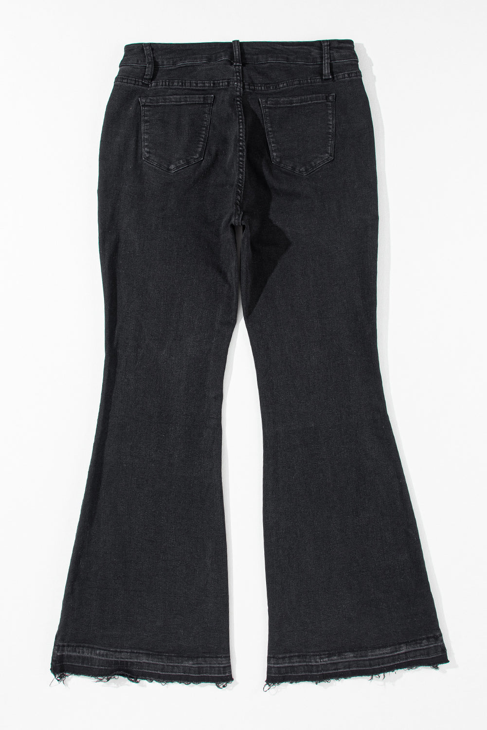 Black High Waist Button Front Flare Jeans Jeans JT's Designer Fashion