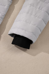 Silvery Solid Color Quilted Zip-up Puffer Jacket Jackets JT's Designer Fashion