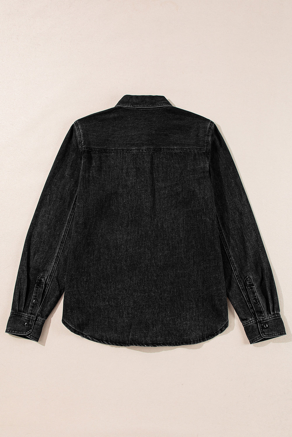 Black Flap Pocket Buttons Collared Jean Jacket Denim Jackets JT's Designer Fashion