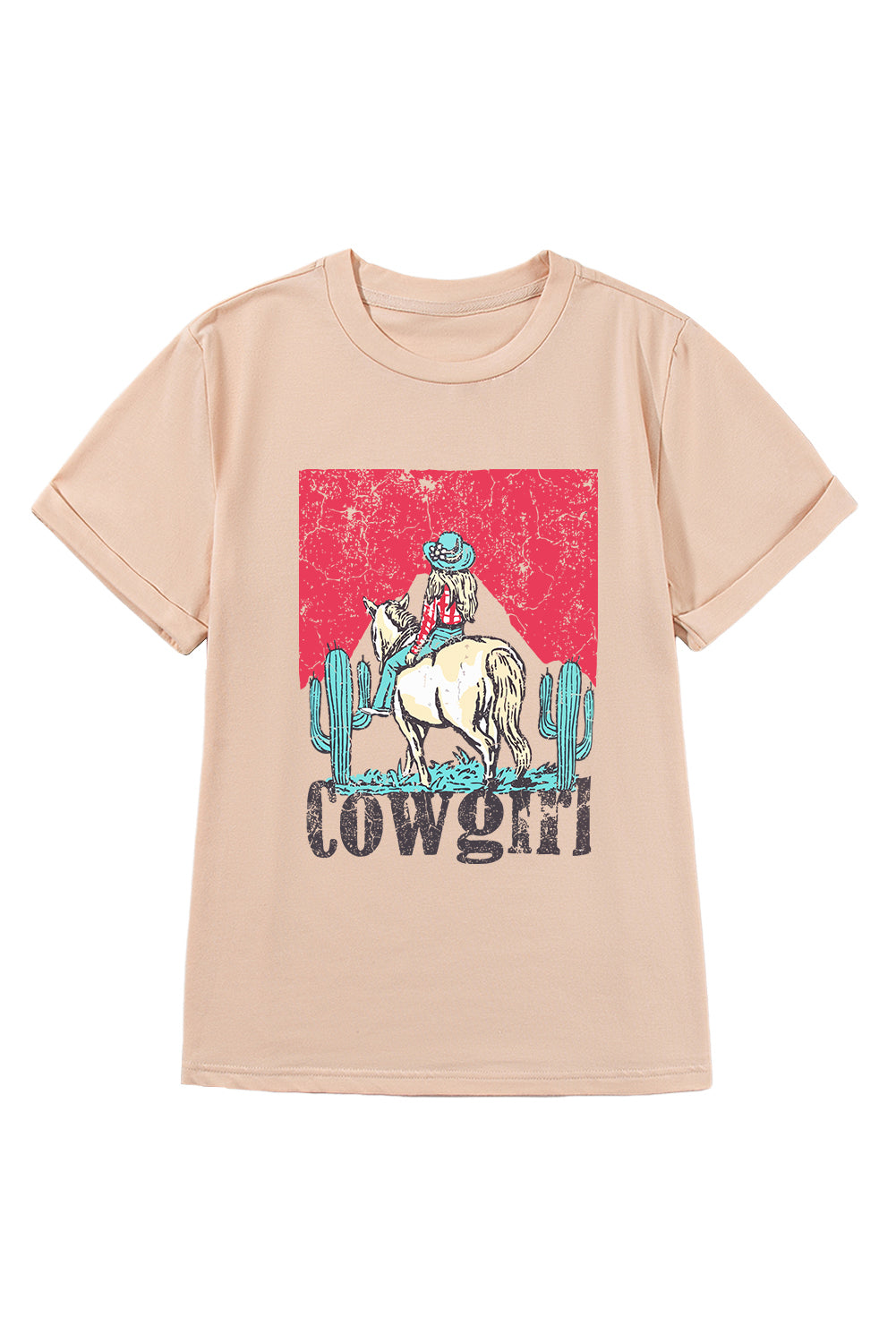 Khaki Cowgirl Rodeo Graphic Western Fashion Tee Graphic Tees JT's Designer Fashion