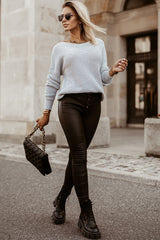 Gray Cross Back Hollow-out Sweater Sweaters & Cardigans JT's Designer Fashion