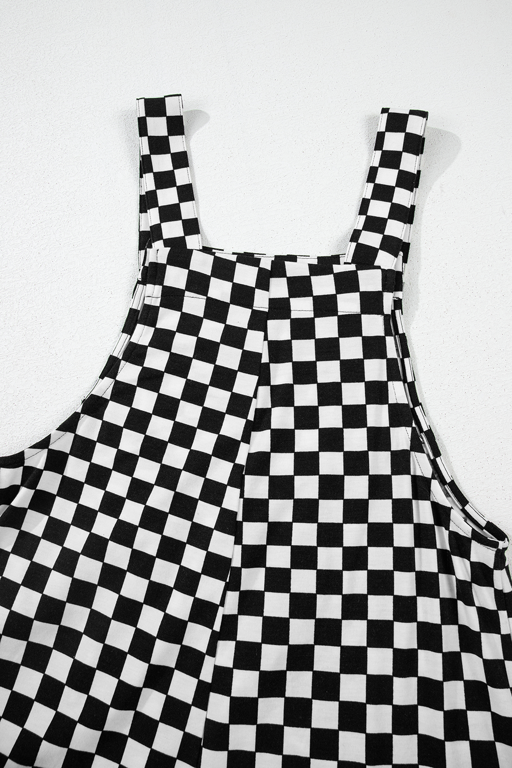 Black Checkered Print Pocketed Wide Leg Jumpsuit Jumpsuits & Rompers JT's Designer Fashion