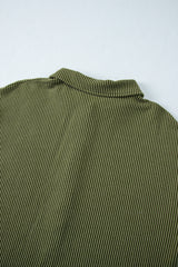 Moss Green Corded Buttons Placket Drop Shoulder Collared Shift Dress Mini Dresses JT's Designer Fashion