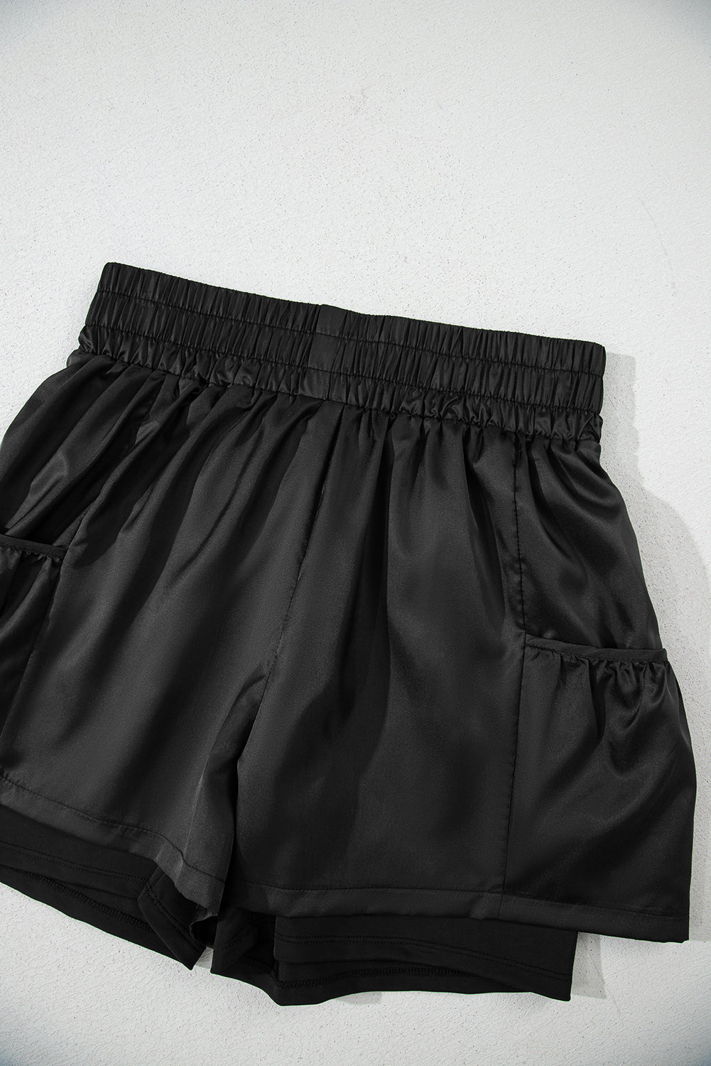 Black Elastic High Waist Pocketed Casual Shorts Casual Shorts JT's Designer Fashion