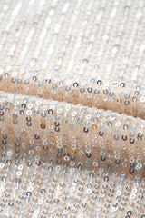 Apricot Sequin Zip up Round Neck Long Sleeve Jacket Jackets JT's Designer Fashion