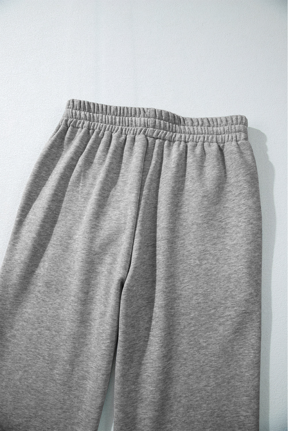 Light Grey Solid Color Fleece Lined Drawstring Waist Casual Pants Pants & Culotte JT's Designer Fashion