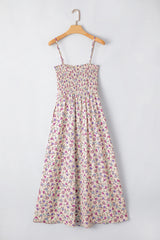 Multicolour Bohemian Ditsy Floral Smocked Fit Flare Sundress Floral Dresses JT's Designer Fashion
