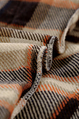 Orange Geometric Plaid Print Pocketed Shacket Plaid Shackets JT's Designer Fashion