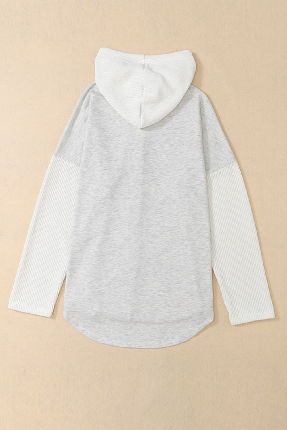 Gray Button Up Contrast Knitted Sleeves Hooded Jacket Jackets JT's Designer Fashion